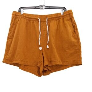 Old Navy Double Gauze Shorts Women 3X Orange Elastic Waist Drawstring Cotton